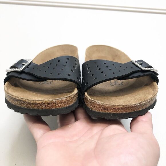 Birkenstock Madrid Black Single Strap Rhinestone Sandals Women's Comfort 37 - Picture 4 of 9